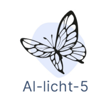 logo al-licht-5 met een vlinder die weg vliegt